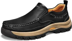 Men's Slip - On Leather Outdoor Comfortable Casual Hiking Shoes for Work Office and Beyond