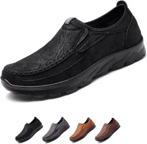 Mens Slip on Orthopedic Leather Loafer Casual Business Lightweight Walking Soft Driving Shoes Moccasin Daily Flats Sneakers