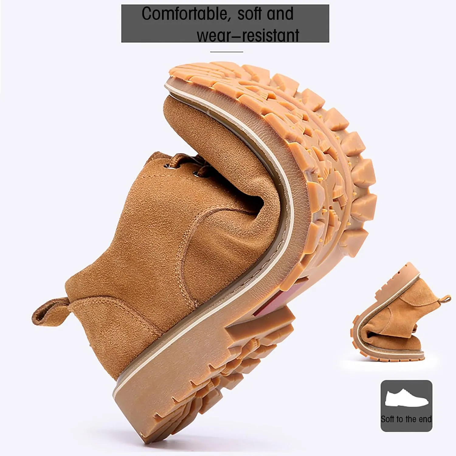 Men's Suede Platform Dress Oxfords Classic Comfor Round Toe Low Block Heel Lug Sole Business Lace Up Derby Non-Slip Casual Work Shoes