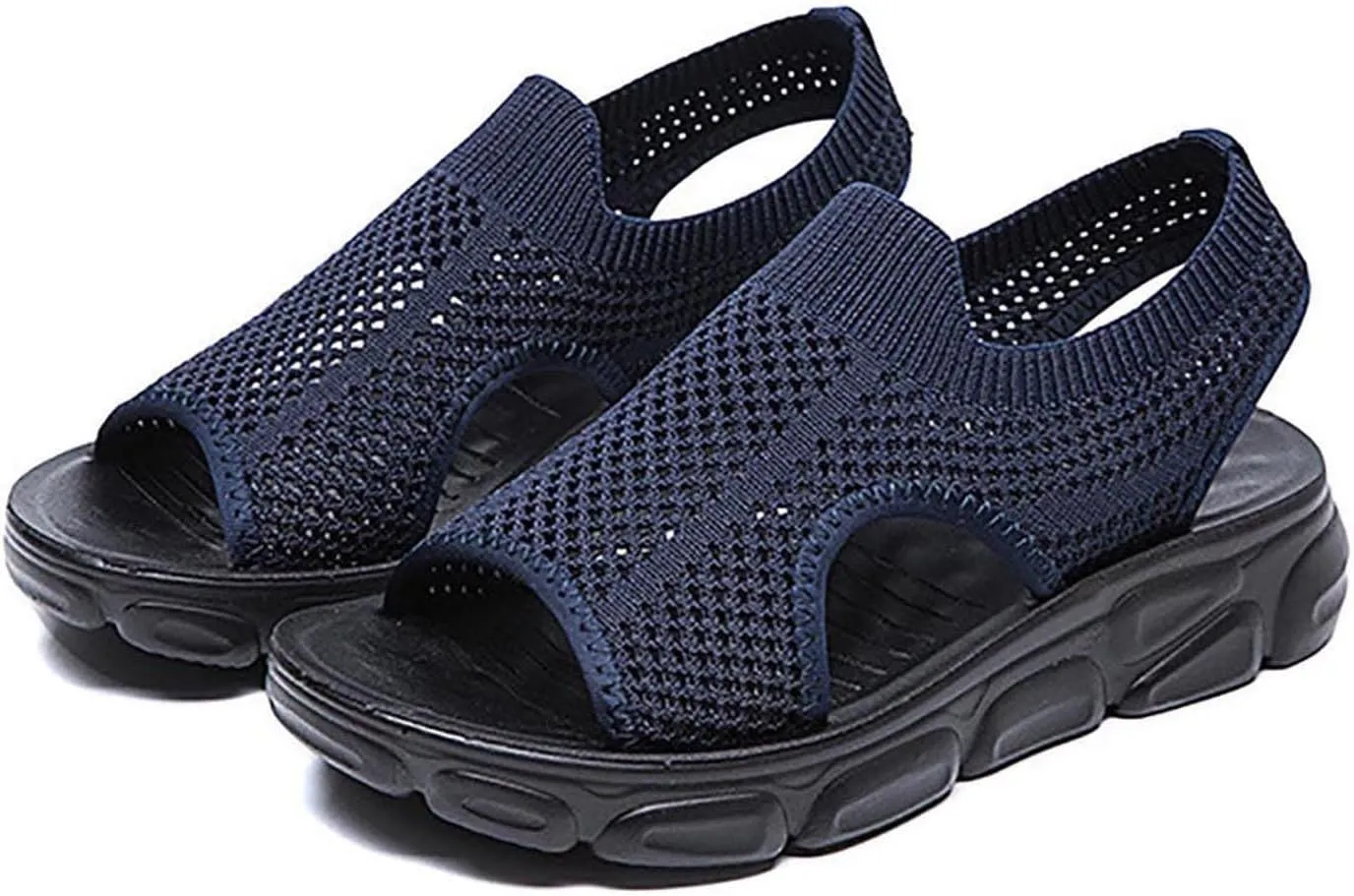 Mesh Breathable Sandals for Women Summer Casual Fish Mouth Open Toe Slip on Wedge Platform Sandals Comfortable Ladies Outdoor Beach Shoes Sandalias
