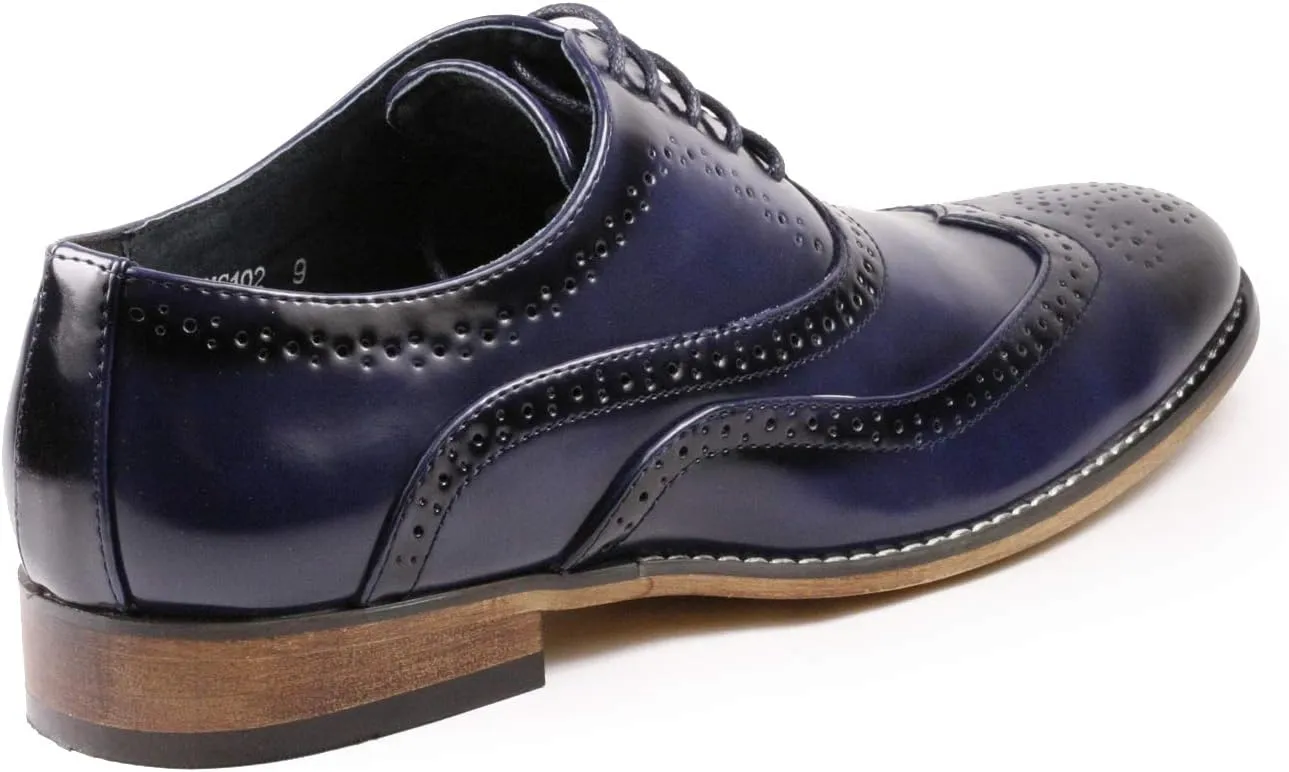 Metrocharm MC102 Men's Wing Tip Perforated Lace Up Oxford Dress Shoes