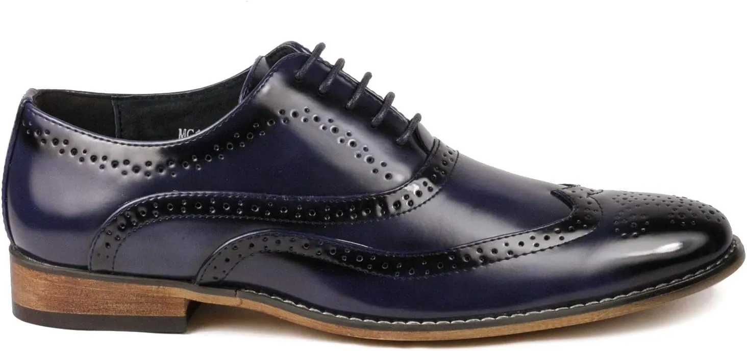 Metrocharm MC102 Men's Wing Tip Perforated Lace Up Oxford Dress Shoes
