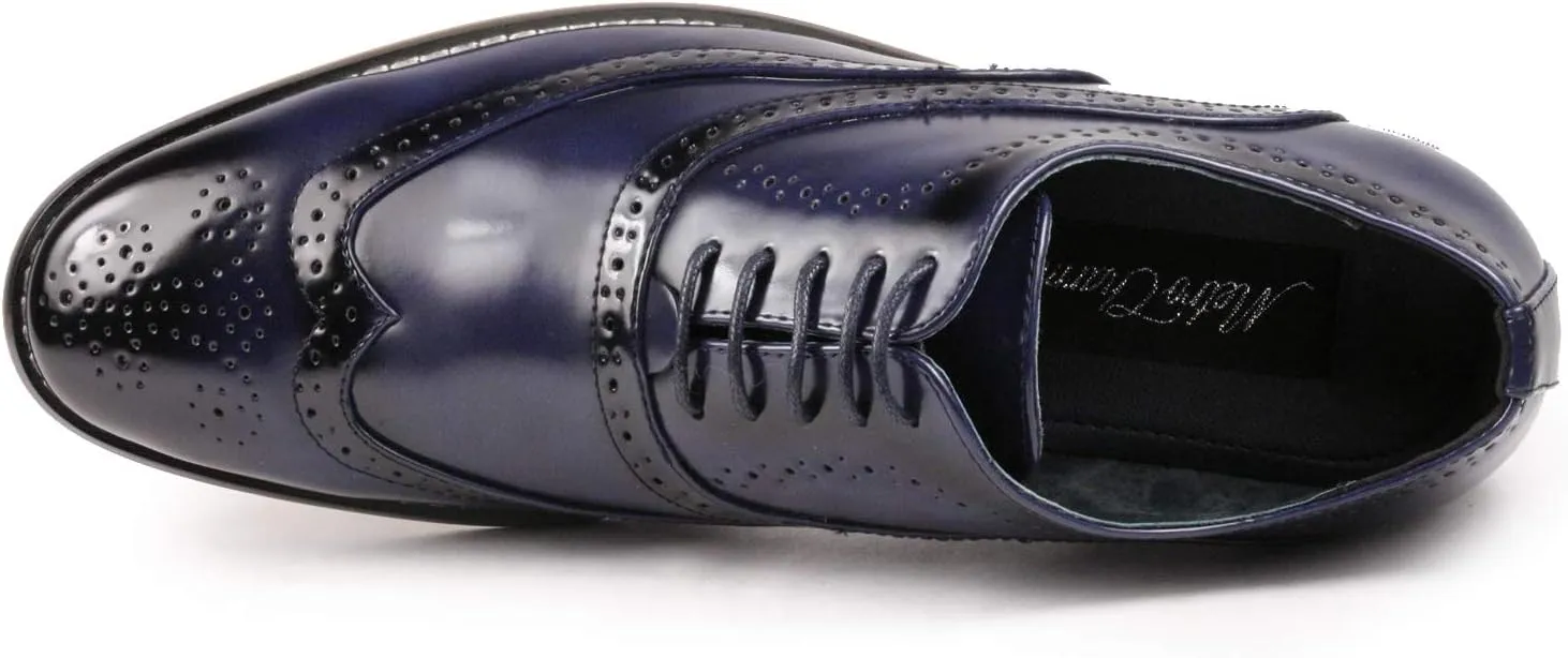Metrocharm MC102 Men's Wing Tip Perforated Lace Up Oxford Dress Shoes