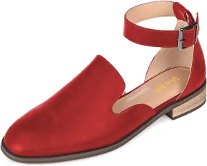 miss left Women's Ankle Strap Roma Sandal Closed Round Toe D'Orsay Flats Cork Stacked Low Heel Casual Travel Daily Wear Shoes Size 4-16 US