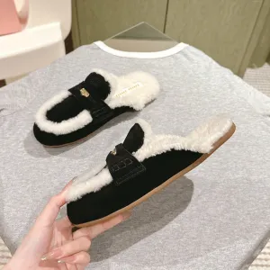 Miu Mule Half Fur  Black Suede