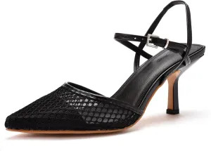 MYFSPORTS Wedding Shoes High Heels 7Cm Mesh Breathable Shallow Mouth Pointed Toe Sandals Thin Heel Hollow Wedding High Heel Sandals