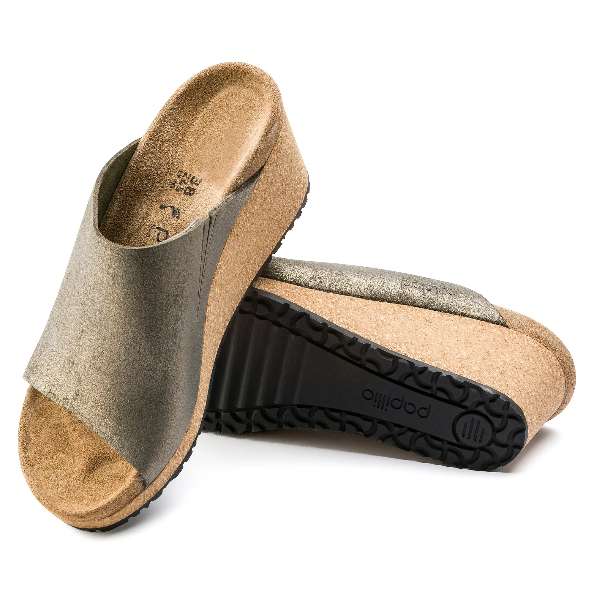 Namica Suede Leather Metallic Stone Gold