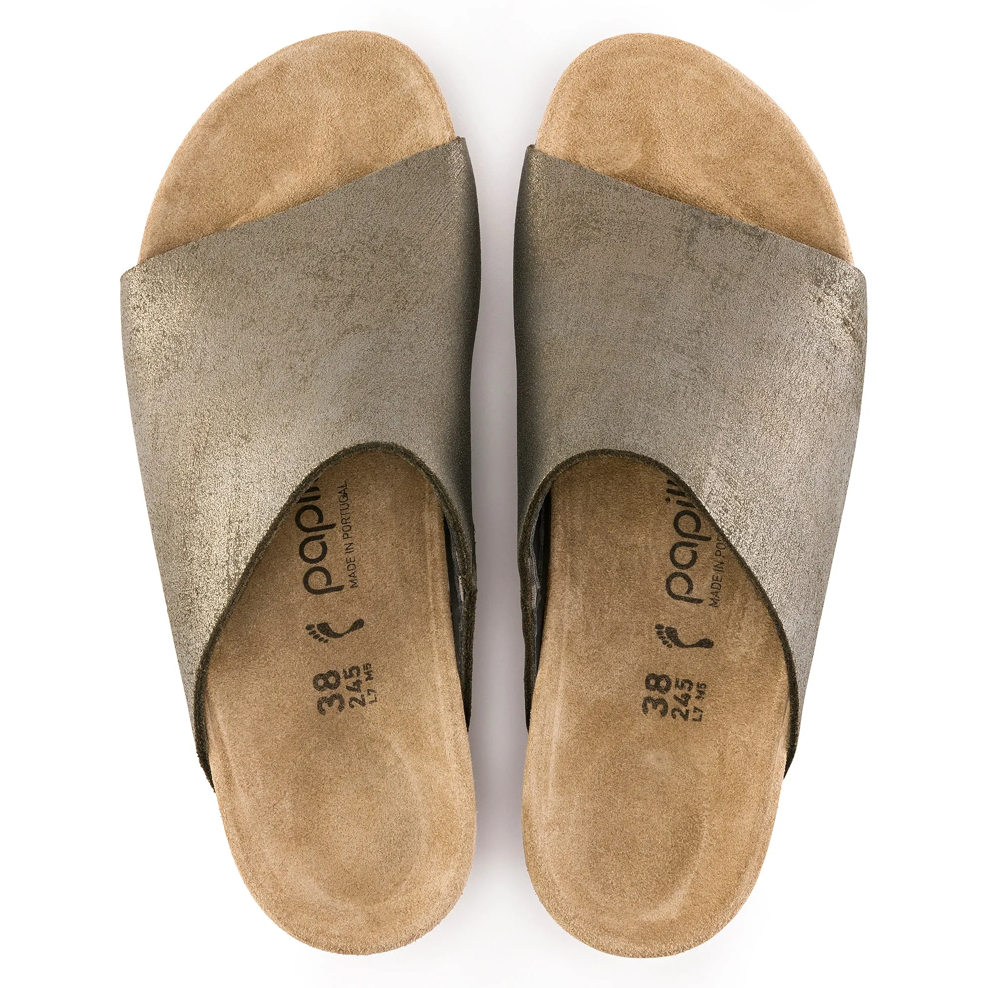 Namica Suede Leather Metallic Stone Gold