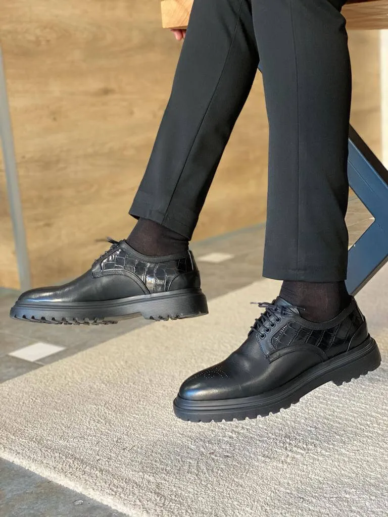 Nanda Black Derby Shoes