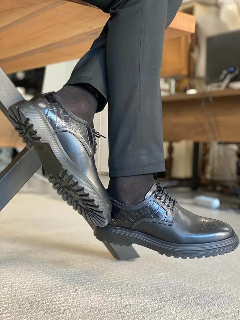 Nanda Black Derby Shoes