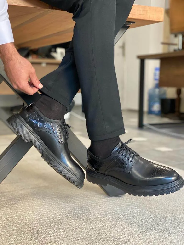 Nanda Black Derby Shoes
