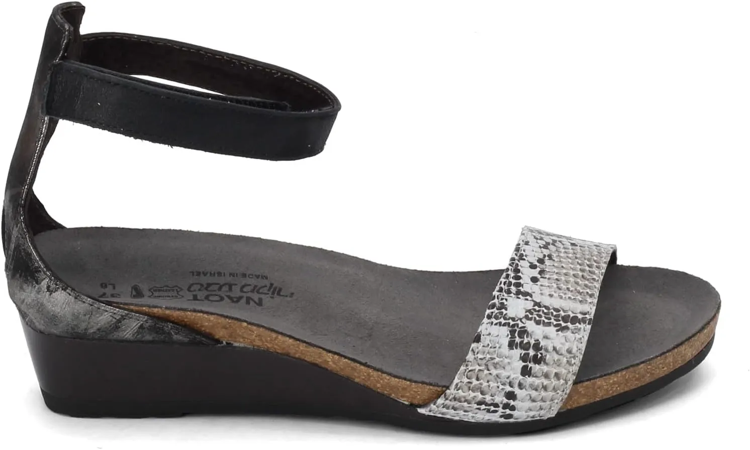 NAOT Footwear Women's Pixie Wedge Sandal with Cork Footbed and Arch Support Footbed - Adjustable Ankle Strap - Comfort and Support - Lightweight and Perfect for Travel - Narrow to Medium Fit
