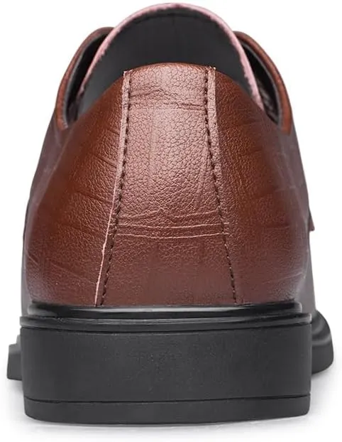 New Formal Shoes for Men Lace Up Plaid Embossed Vegan Leather Derby Shoes Non Slip Resistant Rubber Sole Anti-Slip Prom