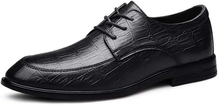 New Oxford Shoes for Men Lace Up Round Toe Vegan Leather Apron Toe Derby Shoes Non Slip Rubber Sole Slip Resistant Low Top Prom