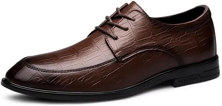 New Oxford Shoes for Men Lace Up Round Toe Vegan Leather Apron Toe Derby Shoes Non Slip Rubber Sole Slip Resistant Low Top Prom