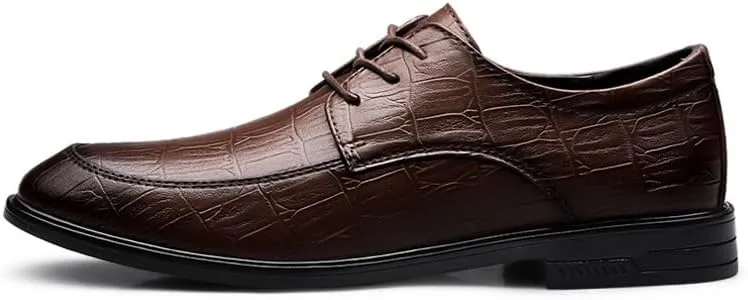 New Oxford Shoes for Men Lace Up Round Toe Vegan Leather Apron Toe Derby Shoes Non Slip Rubber Sole Slip Resistant Low Top Prom