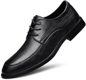 New Oxford Shoes for Men Lace Up Round Toe Vegan Leather Apron Toe Derby Shoes Non Slip Rubber Sole Slip Resistant Low Top Prom