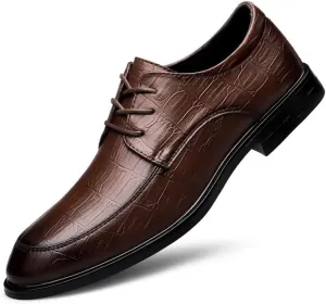 New Oxford Shoes for Men Lace Up Round Toe Vegan Leather Apron Toe Derby Shoes Non Slip Rubber Sole Slip Resistant Low Top Prom