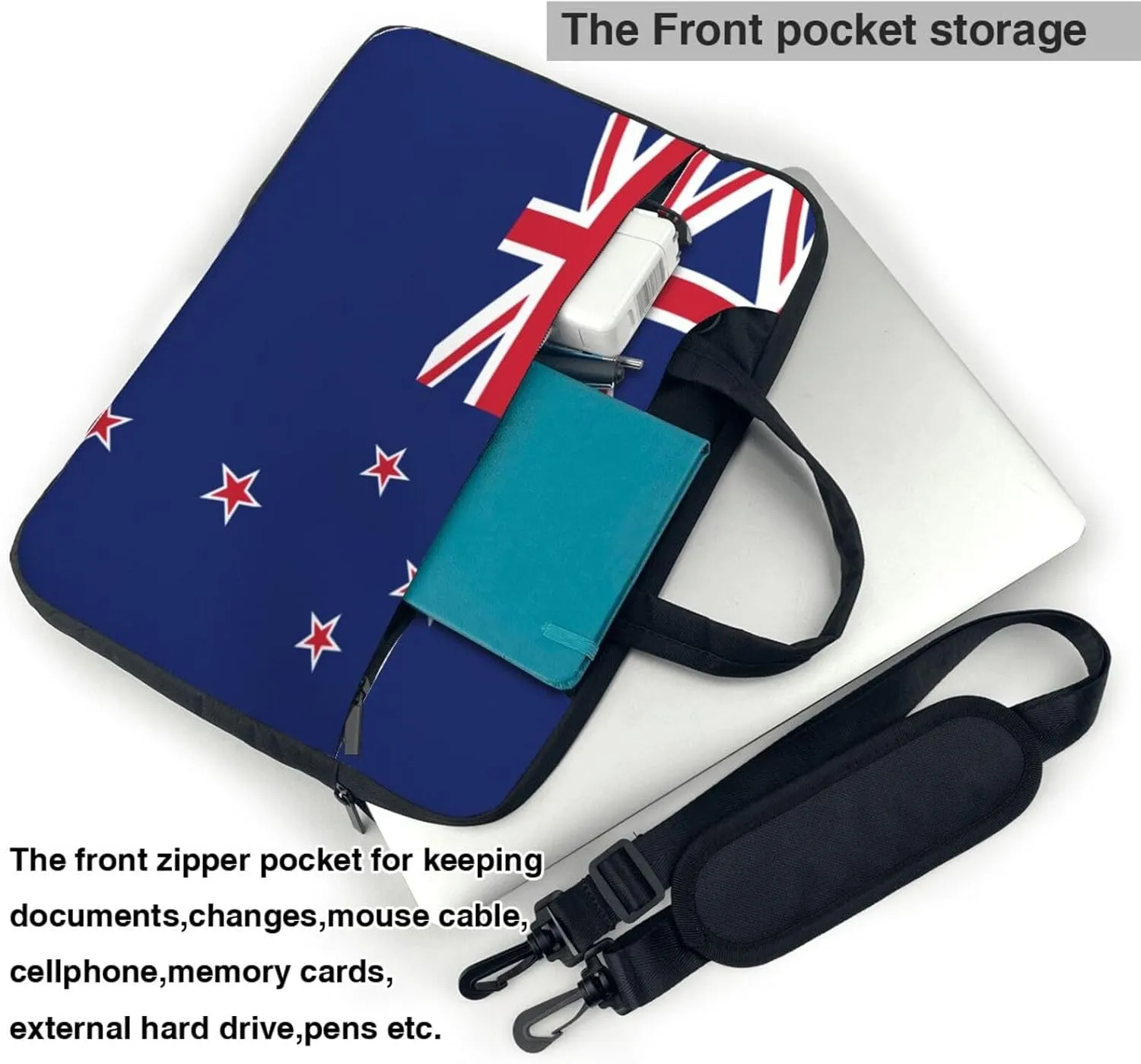 New Zealand Flag Print Trendy Oxford Cloth Laptop Bag - Versatile Laptop Case,Messenger Bag, Shoulder Bag