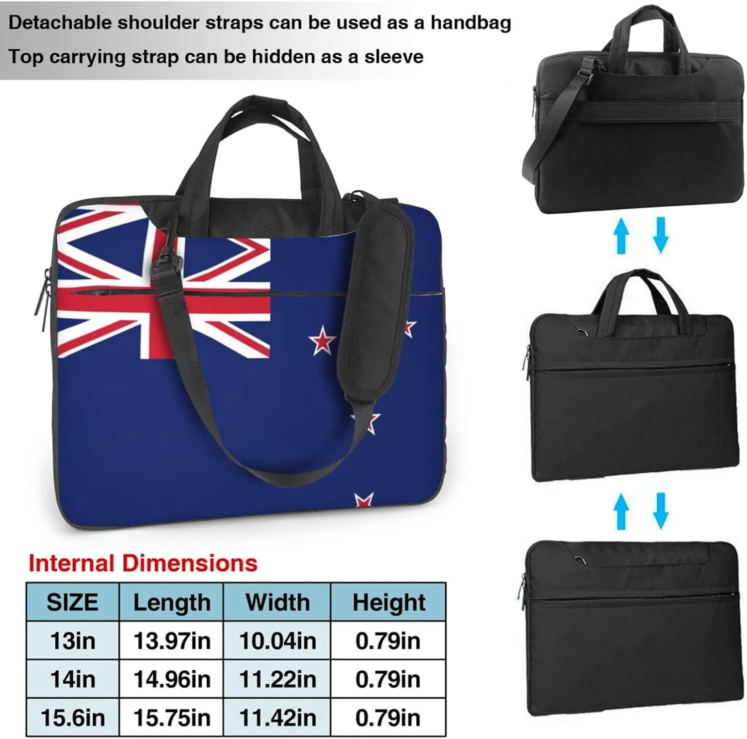New Zealand Flag Print Trendy Oxford Cloth Laptop Bag - Versatile Laptop Case,Messenger Bag, Shoulder Bag