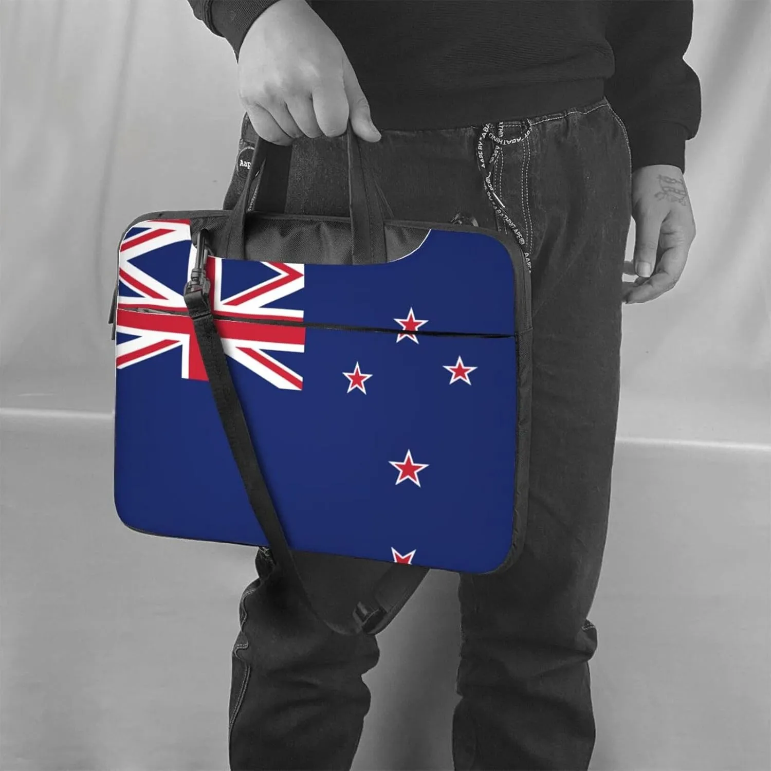 New Zealand Flag Print Trendy Oxford Cloth Laptop Bag - Versatile Laptop Case,Messenger Bag, Shoulder Bag