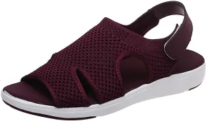oiangi Summer Sandals for Women Platform Fashion Breathable Mesh Walking Shoes Solid Color Casual Comfortable Elastic Knit Slingback Ladies Shoes