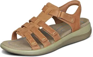 Orthofeet Women's Orthopedic Camel Leather Amalfi Adjustable Sandals, Size 5