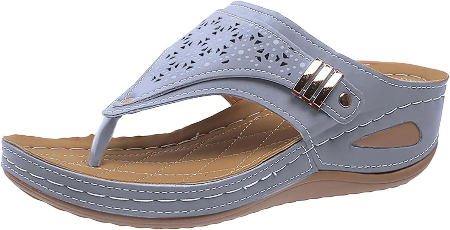 Orthopedic Sandals for Women, Summer Arch Support Wedge Sandals, Casual Platform Slip On Open Toe Sandal, Unisex-Adults