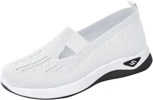 Orthopedic Walking Shoes for Women Woven Breathable Arch Support Soft Sole Shoe Mesh Slip On Diabetic Sneakers