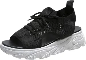Orthopedic Wedge Sandals for Women Casual Breathable Mesh Hollow Out Open Toe Beach Shoes Lightweight Platform Ankle Strap Comfortable Outdoor Shoes Sandals