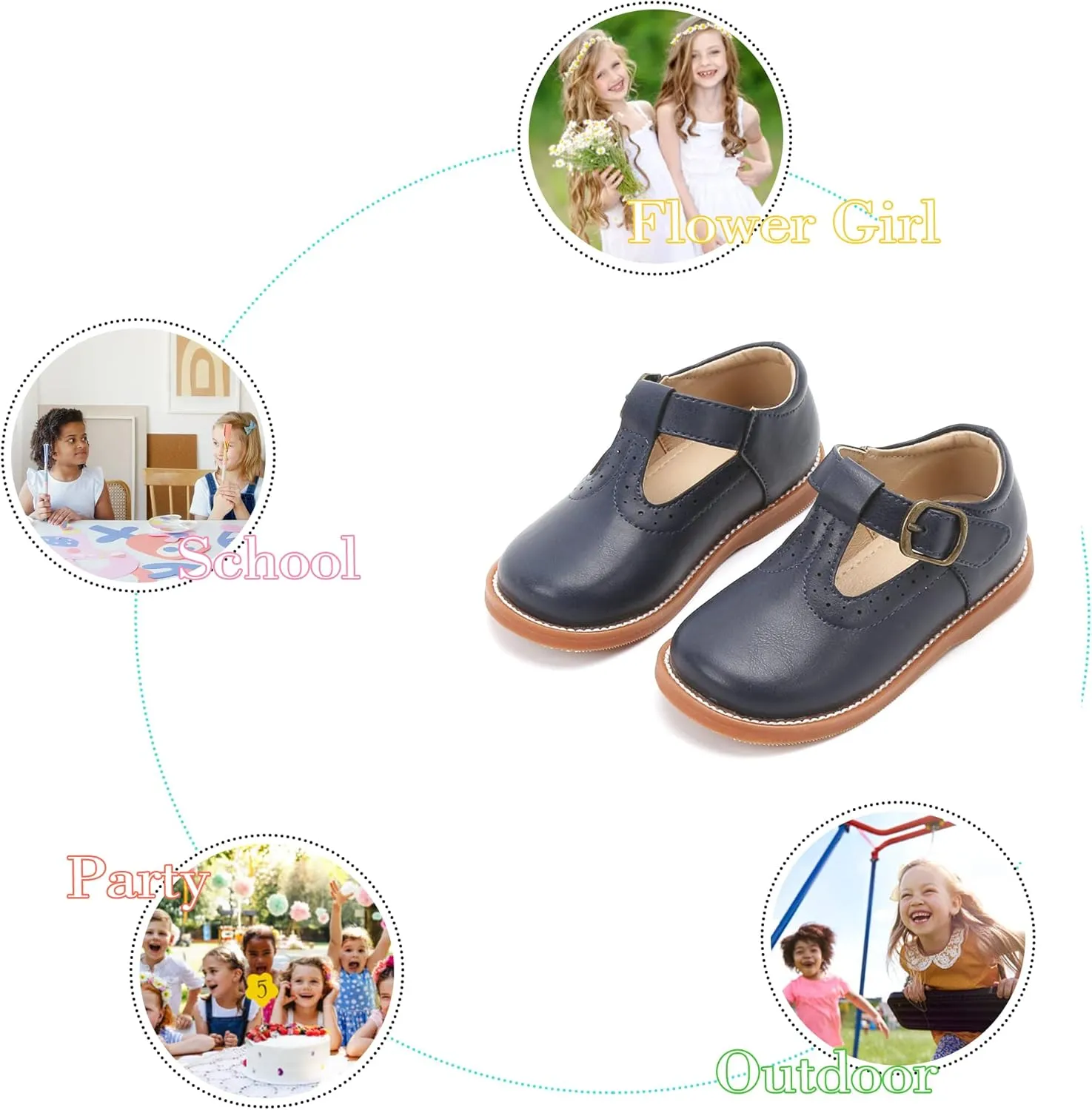 Otter MOMO Toddler/Little Girls Mary Jane Slip-on School Uniform Party Dress Shoes