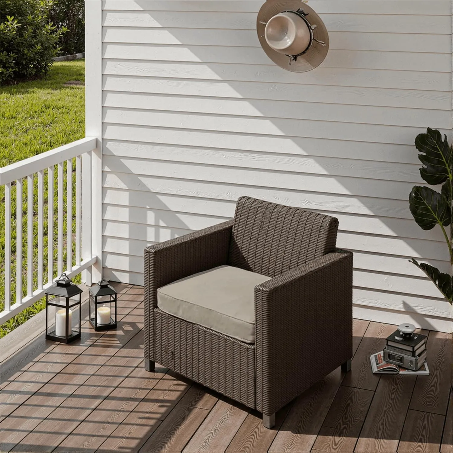 Outdoor Chair Cushions 22 x 22 x 3 Inch, Waterproof & Fade Resistant Patio Seat Cushion for Furniture with Handle and Ties, Thick Seating Pads for Outside Sofa Couch Set of 2, Cream