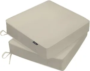 Outdoor Chair Cushions 22 x 22 x 3 Inch, Waterproof & Fade Resistant Patio Seat Cushion for Furniture with Handle and Ties, Thick Seating Pads for Outside Sofa Couch Set of 2, Cream