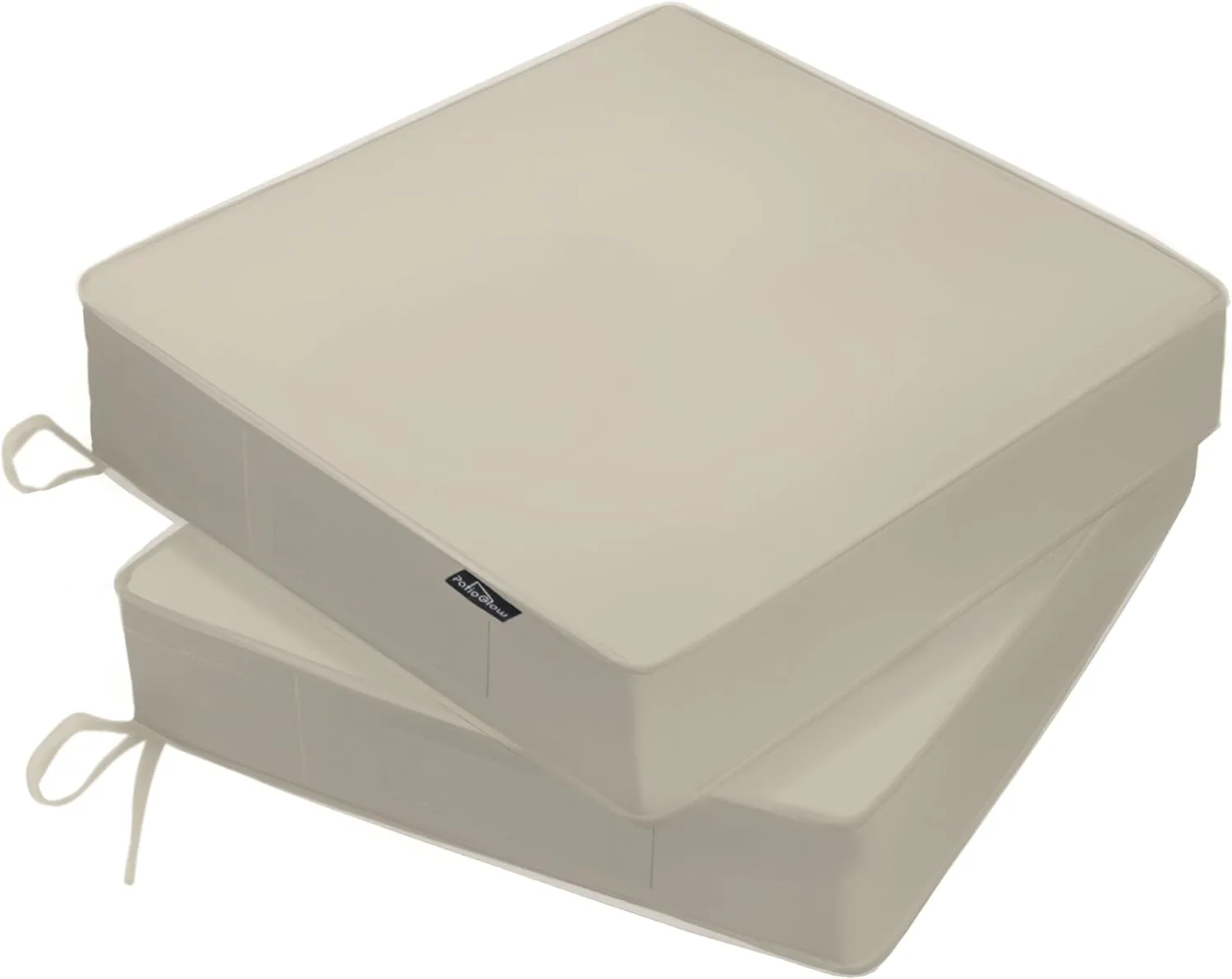 Outdoor Chair Cushions 22 x 22 x 3 Inch, Waterproof & Fade Resistant Patio Seat Cushion for Furniture with Handle and Ties, Thick Seating Pads for Outside Sofa Couch Set of 2, Cream