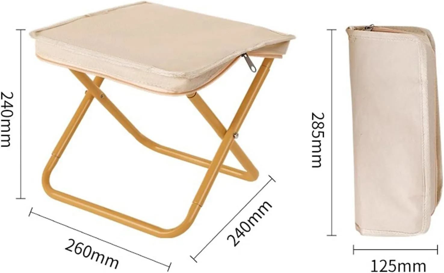 Outdoor Folding Stool Portable Fishing Chair Train Little Mazar Stool Camping Chair Folding Chair Camping Small Bench-Beige
