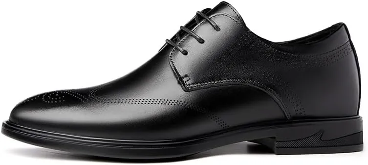Oxford Shoes for Men Lace Up Brogue Embossed Wing tip Vegan Leather Derby Shoes Block Heel Anti-Slip Low Top Slip Resistant Business