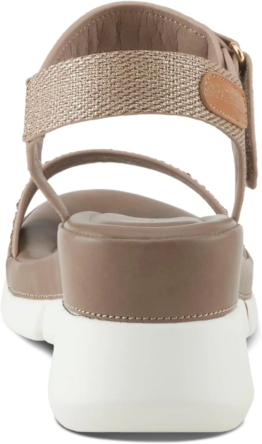PATRIZIA Women's STRATOS Hook and Loop Wedge Sandals - Crystal Embellished, Adjustable Fit, Cushioned Footbed