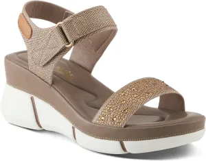 PATRIZIA Women's STRATOS Hook and Loop Wedge Sandals - Crystal Embellished, Adjustable Fit, Cushioned Footbed