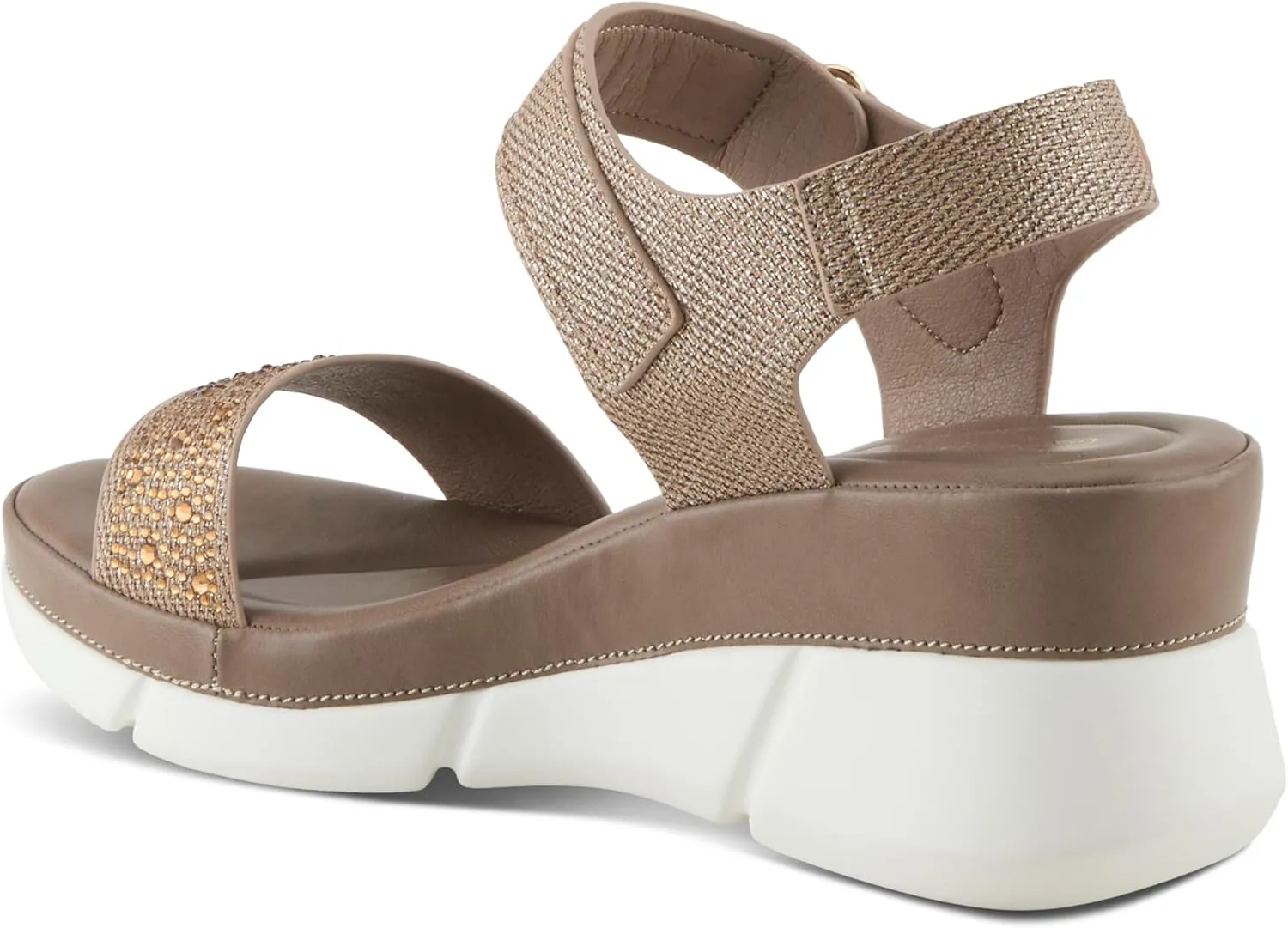 PATRIZIA Women's STRATOS Hook and Loop Wedge Sandals - Crystal Embellished, Adjustable Fit, Cushioned Footbed