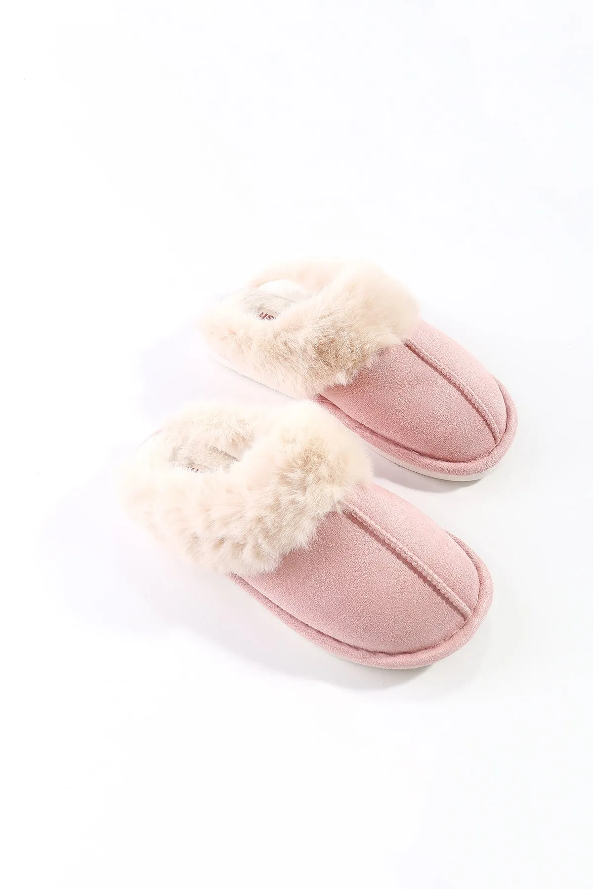 Pink Faux Suede Mule Slippers