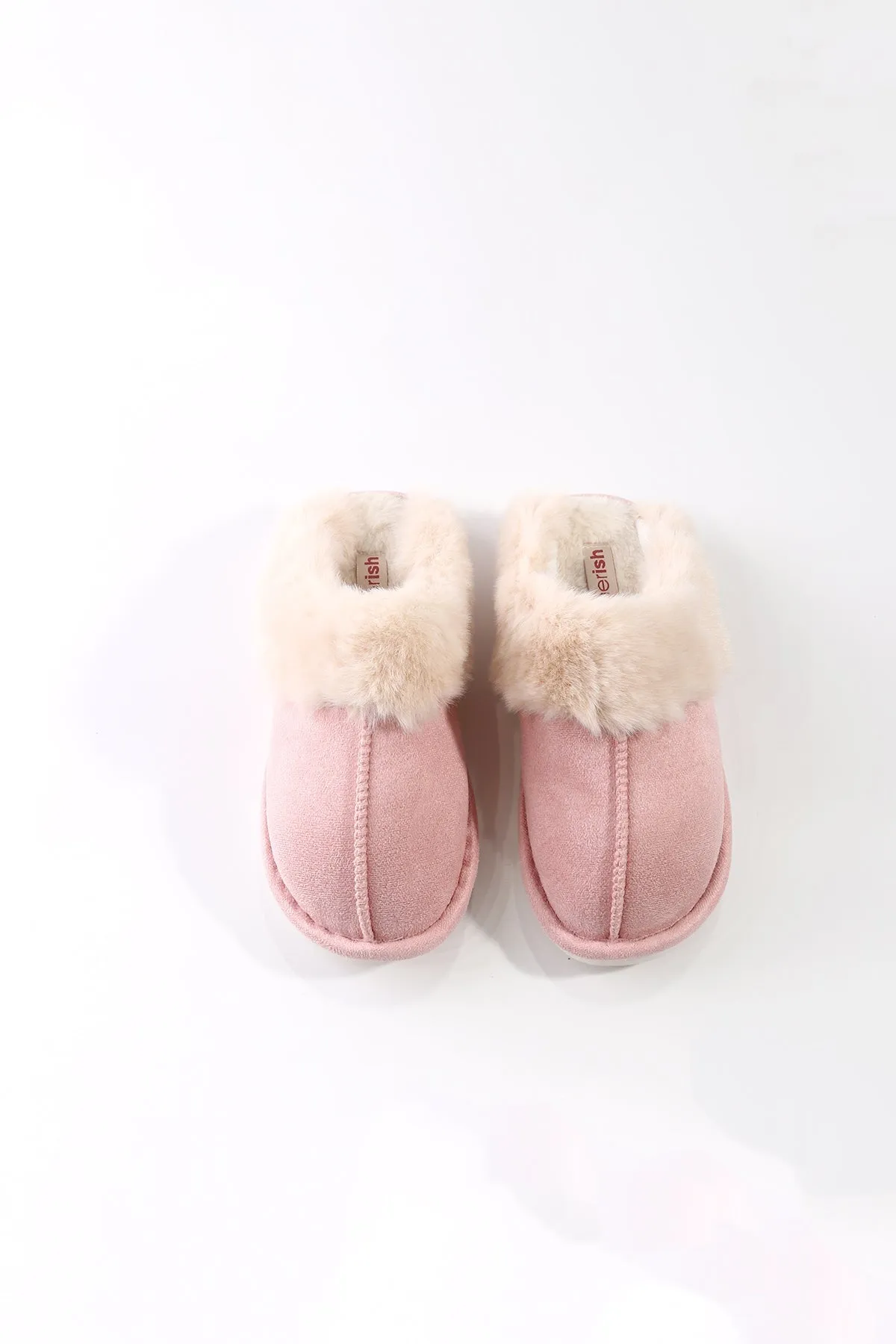 Pink Faux Suede Mule Slippers