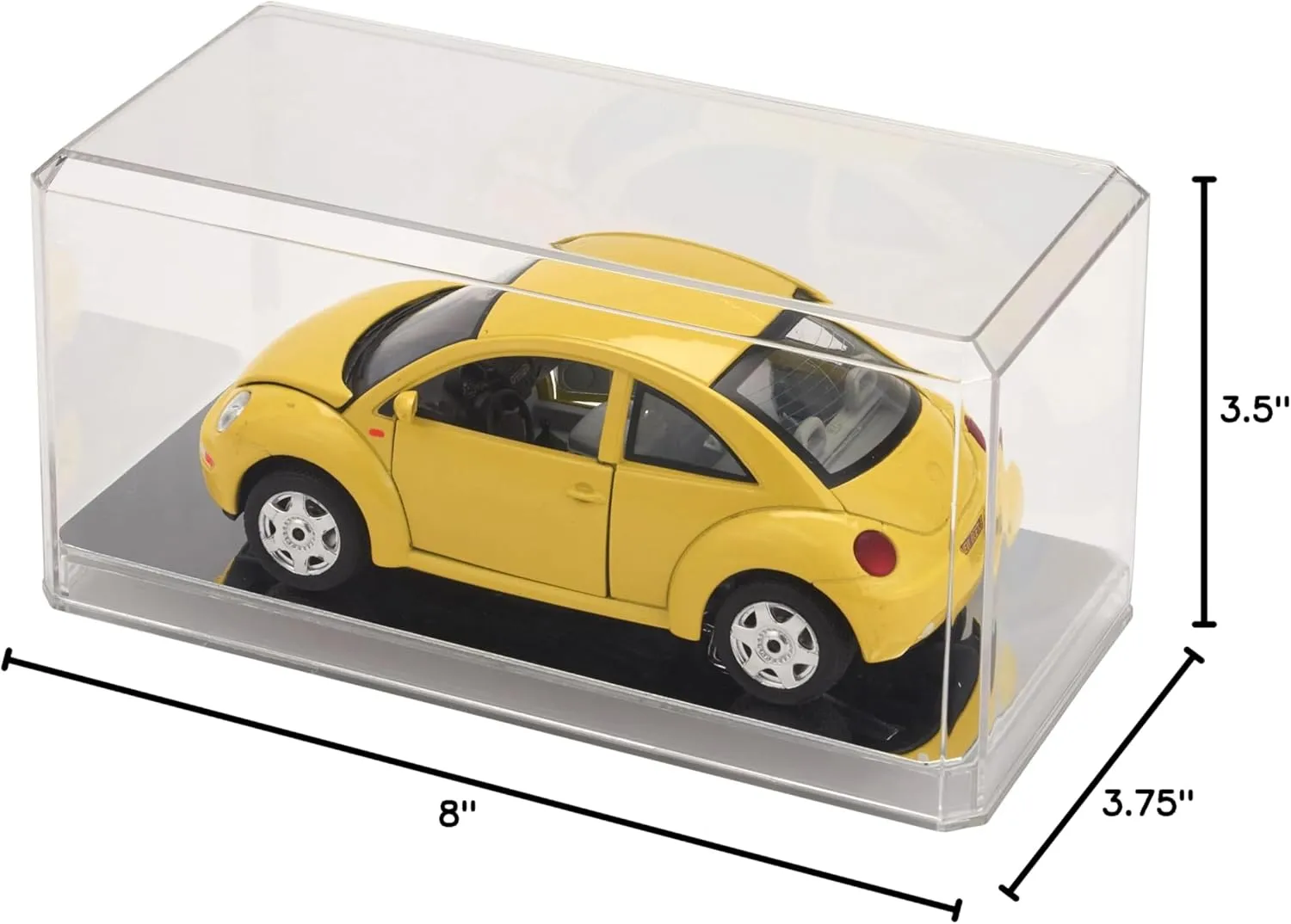 Pioneer Plastics 084CD Clear Plastic Display Case for 1:32 Scale Cars (Mirrored), 8" W x 3.75" D x 3.5" H (Mailer Box), Pack of 2