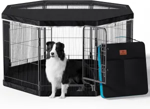 PJYuCien Dog Playpen Plus Storage Bag for Camping, 38" H Dog Pen with Extra Hard Bottom and Top，Heavy Duty Puppy Playpen for Puppies/Small/Medium Dogs, 8 Panels