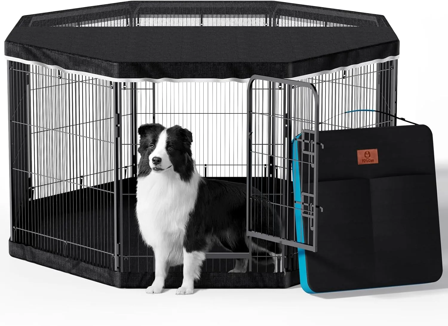 PJYuCien Dog Playpen Plus Storage Bag for Camping, 38" H Dog Pen with Extra Hard Bottom and Top，Heavy Duty Puppy Playpen for Puppies/Small/Medium Dogs, 8 Panels