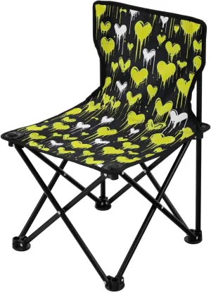 Portable Camping Chairs Black Green Heart Lightweight Folding Chair for Camping, Beach, Picnic, Travel and Sports with Carry Bag 20851116