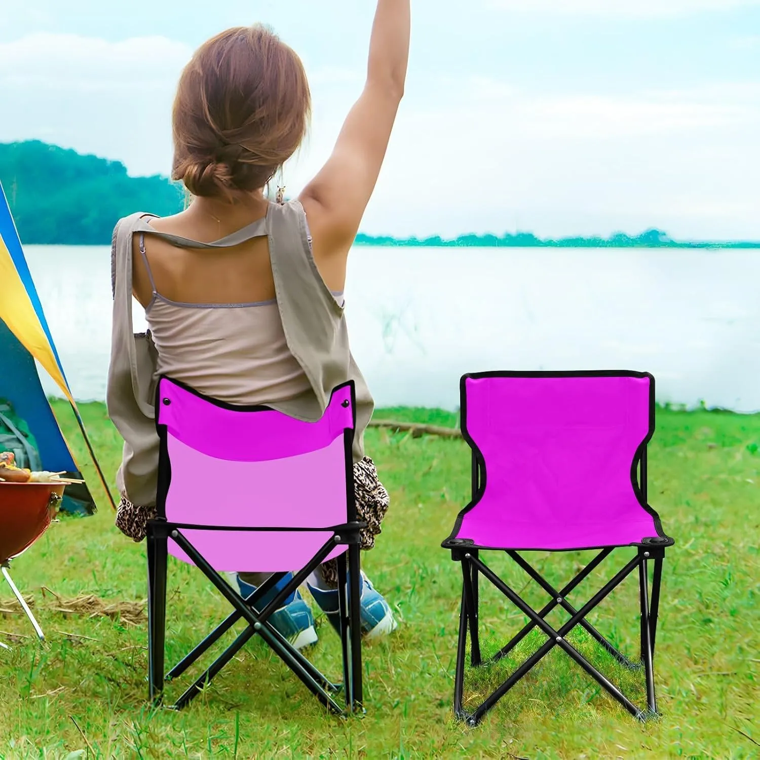 Portable Camping Chairs Bright Purple Lightweight Folding Chair for Camping, Beach, Picnic, Travel and Sports with Carry Bag 20805