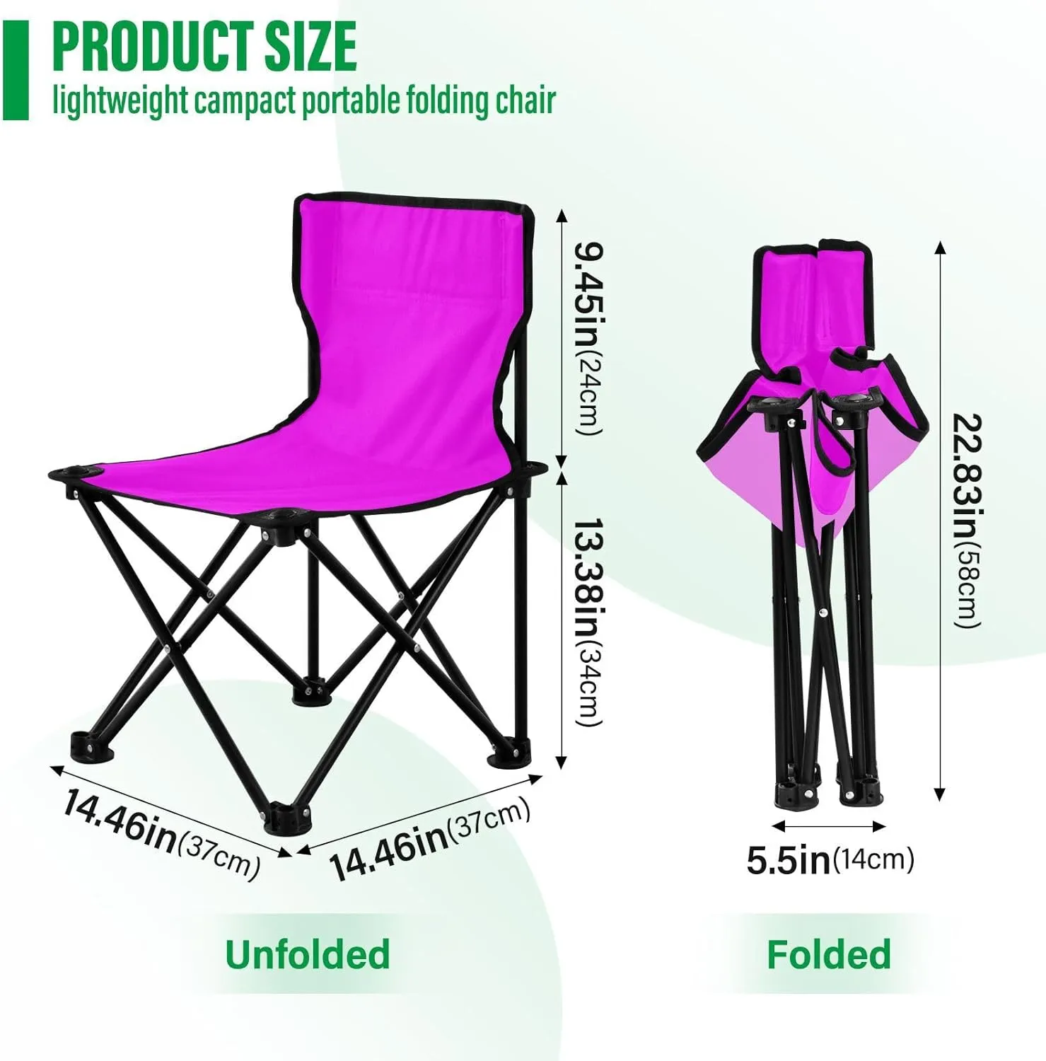 Portable Camping Chairs Bright Purple Lightweight Folding Chair for Camping, Beach, Picnic, Travel and Sports with Carry Bag 20805