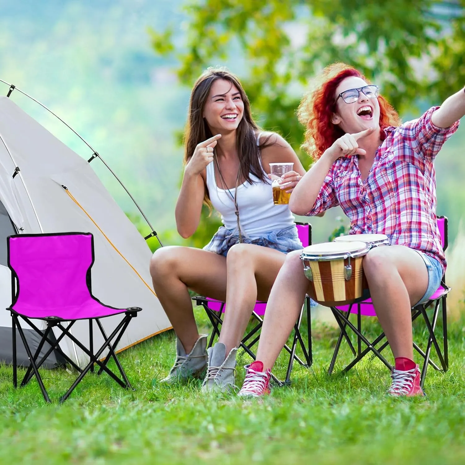 Portable Camping Chairs Bright Purple Lightweight Folding Chair for Camping, Beach, Picnic, Travel and Sports with Carry Bag 20805