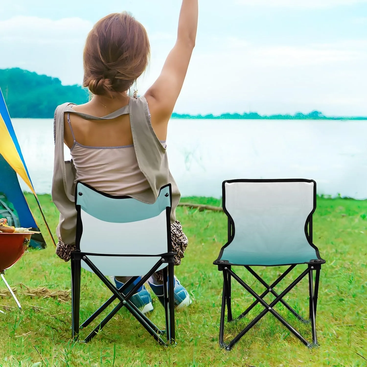 Portable Camping Chairs Dark Green Lightweight Folding Chair for Camping, Beach, Picnic, Travel and Sports with Carry Bag 20807-1