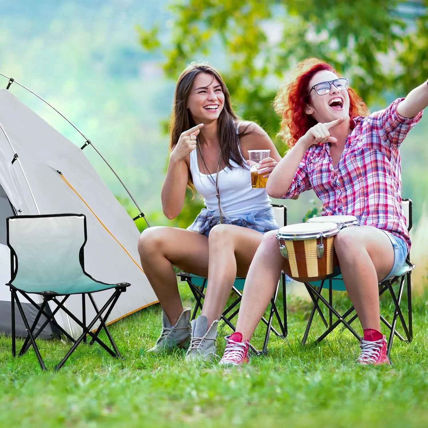 Portable Camping Chairs Dark Green Lightweight Folding Chair for Camping, Beach, Picnic, Travel and Sports with Carry Bag 20807-1